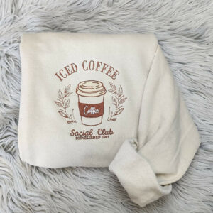 Embroidered Iced Coffee Shirt - Coffee Club Unisex Shirt - Coffee Embroidery