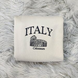 Embroidered Italy Colosseum Crewneck - Travel In Italy Unisex Sweatshirt -  Rome Italy Embroidery