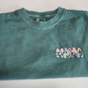 Embroidered Mama Comfort Colors T-Shirt, Pocket Design Flower Embroidered T-Shirt, Mother Gift