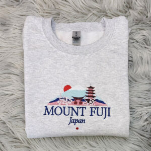 Embroidered Mount Fuji Unisex Sweatshirt, Japan Mount Fuji ,  Embroidered Sweatshirt Hooded Sweatshirt
