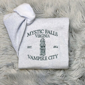 Embroidered Mystic Falls Crewneck -  Vampire City Embroidered Sweatshirt - Unisex Crewneck
