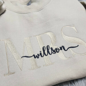 Embroidered Personalized Mrs Crewneck - Add Your Last Name - Gift For Her - Future Mrs - Personalized Wedding Gift