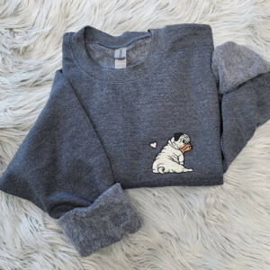 Embroidered Pug  Sweatshirt, Pug Love Unisex Sweatshirt or Hooded Sweatshirt