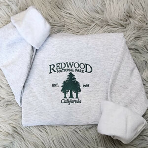 Embroidered Redwood Forest Crewneck - Redwood National Park Unisex Sweatshirt great for men and women Sweatshirt or Hooded Sweatshirt