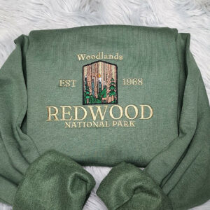 Embroidered Redwood National Park Unisex Sweatshirt - California Redwood  Embroidery - CA Woodland USA National Parks Embroidery