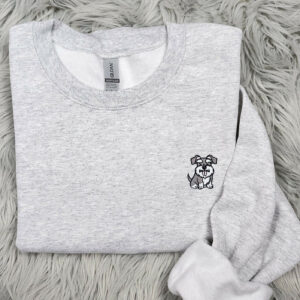 Embroidered Schnauzer Crewneck - Schnauzer Embroidery Unisex Crew - Schnauzer Pocket logo Tee - T- Shirt - Sweatshirt or Hooded Sweatshirt