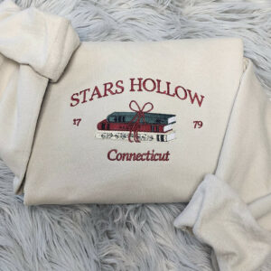 Embroidered Stars Hollow Connecticut Sweatshirt - Connecticut Book Embroidered Unisex Sweatshirt or Hooded Sweatshirt
