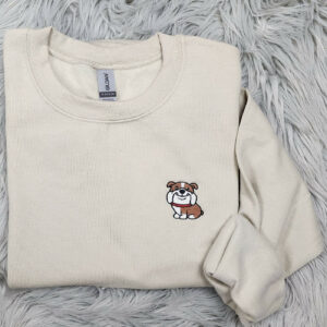 English Bulldog Embroidered Crewneck - English Bulldog Mini Embroidery - English Bulldog Pocket logo - T- Shirt - Sweatshirt - Hoodie