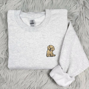 Golden Retriever Embroidered Crewneck - Golden Lab Crew - Golden Retriever Pocket logo - T- Shirt - Sweatshirt or Hooded Sweatshirt