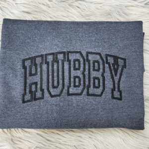 Hubby Varsity Lettering Embroidered Crewneck - Hubby Sweatshirt -Couples sweatshirt - Gift For Him - Crewneck T-Shirt - Sweatshirt - Hoodie