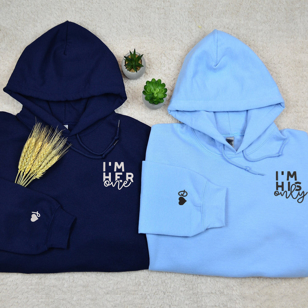 I'm His Only I'm Her One Custom Embroidered Matching Hoodies For Couples