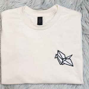 Paper Crane Embroidered Crewneck - Origami Embroidered Crewneck - Origami Pocket logo - T-Shirt - Sweatshirt - Hoodie
