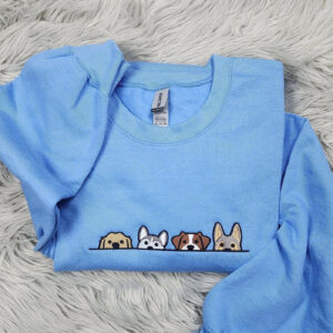 Peeking Dogs Embroidered Crewneck - Gift For Dog Mama and Rescue Mama - Cute Peeking Dogs Crewneck - T-Shirt - Sweatshirt - Hoodie