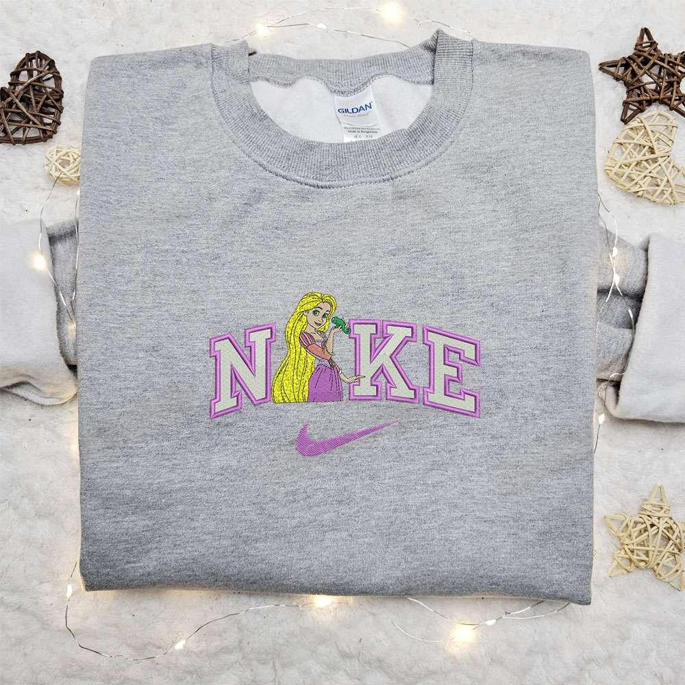 Rapunzel X Nike Cartoon Embroidered Sweatshirt Disney Characters Embroidered Sweatshirt Custom Embroidered Hoodie