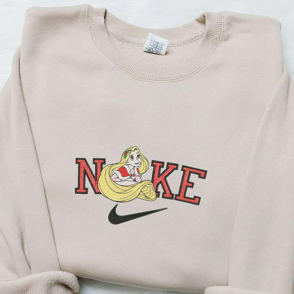 Rapunzel x Nike Christmas Embroidered Sweatshirt Cartoon Christmas Embroidered Shirt Best Christmas Gift Ideas