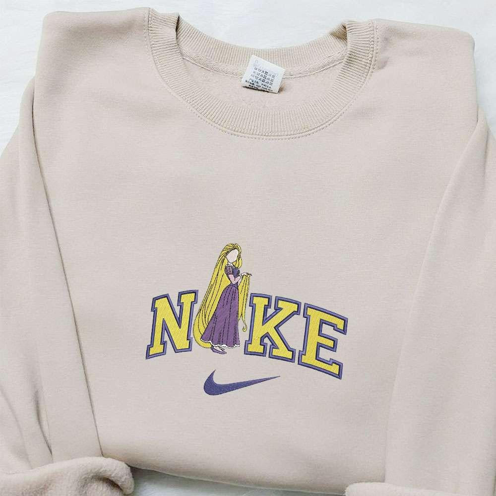 Rapunzel X Nike Embroidered Shirt Disney Princess Embroidered Hoodie Nike Inspired Embroidered Sweatshirt