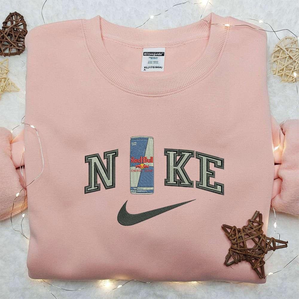 Red Bull Bottle x Nike Embroidered Sweatshirt Favorite Drink Embroidered Shirt Nike Inspired Embroidered Shirt
