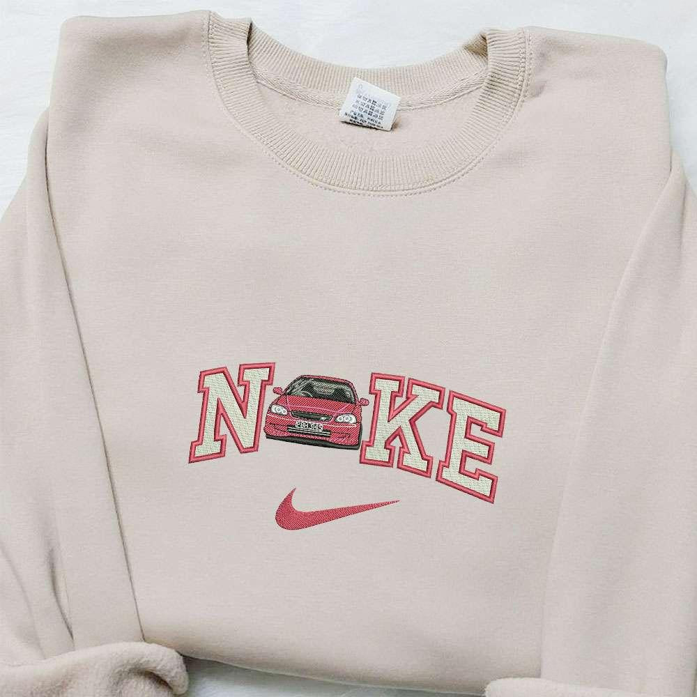 Red Car x Nike Embroidered Shirt Transportations Embroidered Shirt Nike Inspired Embroidered Hoodie
