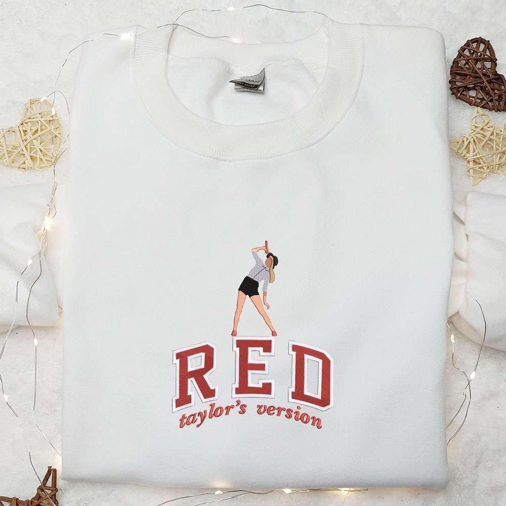 Red Taylors Version Embroidered Shirt Celebrity Embroidered Hoodie Best Music Gift For Fans