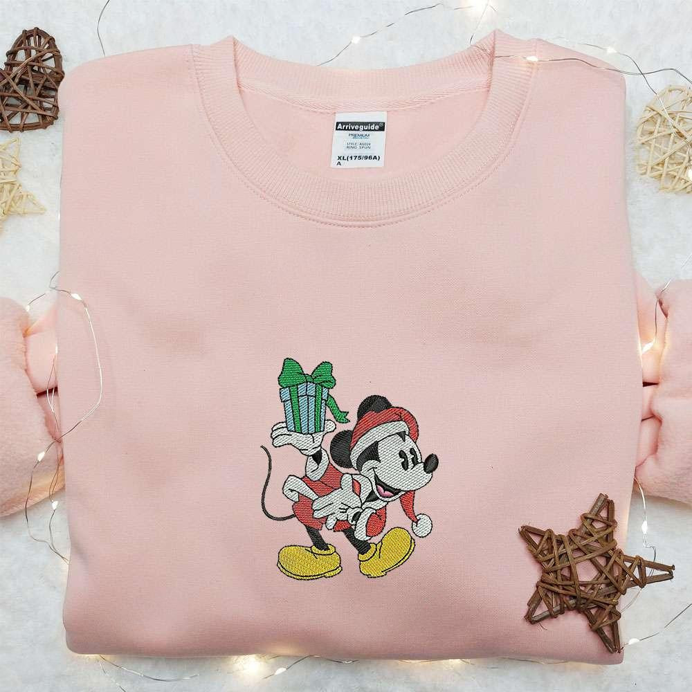 Retro Mickey Christmas Embroidered Sweatshirt Disney Christmas Embroidered Shirt Best Christmas Gift Ideas