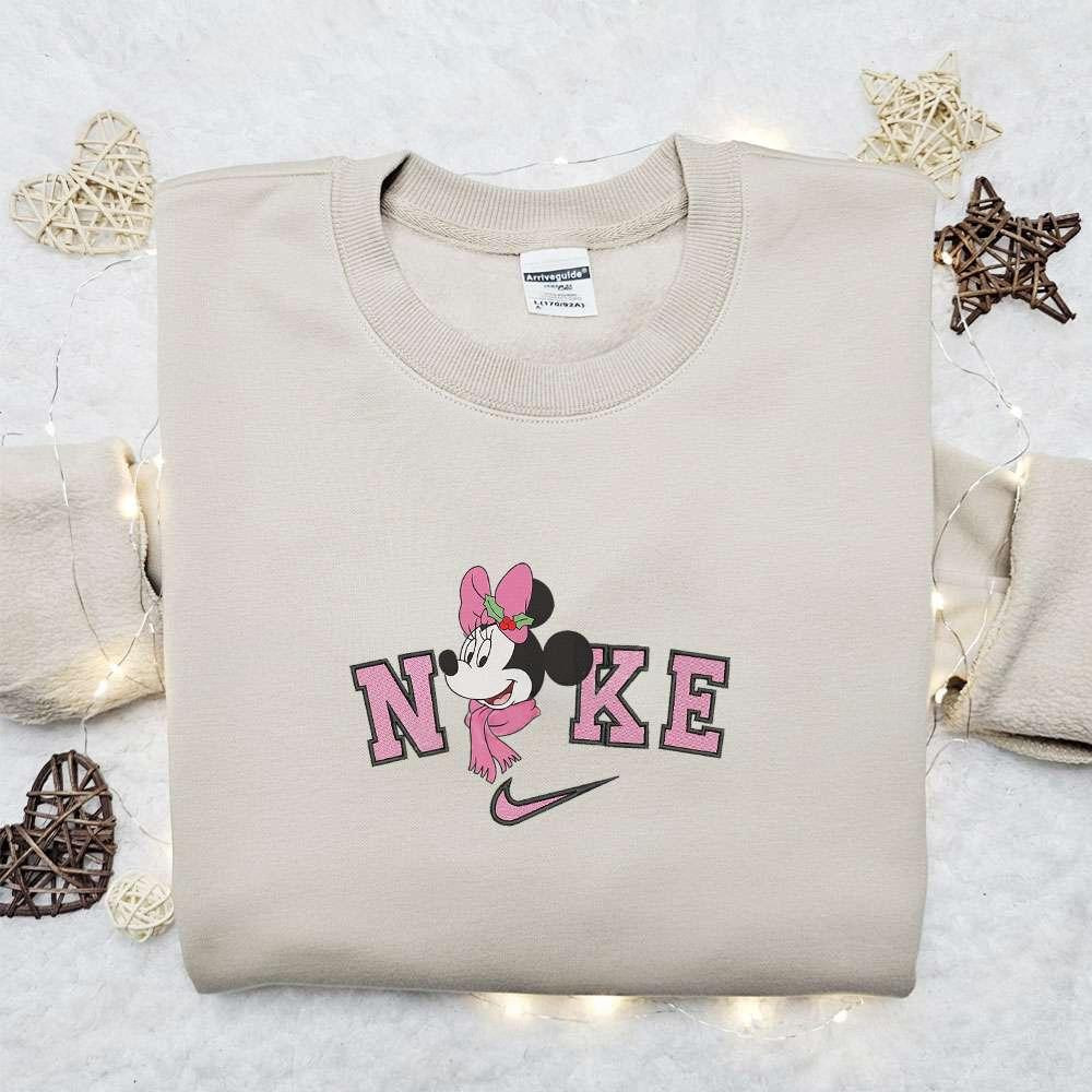 Retro Minnie Mouse x Nike Christmas Embroidered Sweatshirt Disney Characters Movie Merry Christmas Embroidered Shirt Best Christmas Day Gift Ideas