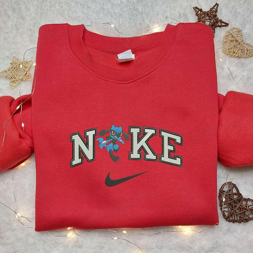 Riolu x Nike Embroidered Sweatshirt Pokemon Embroidered Shirt Nike Inspired Embroidered Shirt