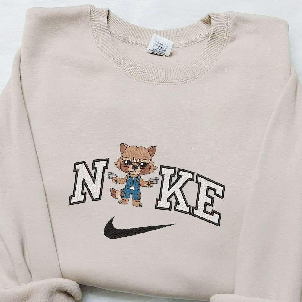 Rocket Raccoon x Nike Movie Embroidered Sweatshirt Marvel Cinematic Universe Embroidered T shirt Best Gift Ideas for Family