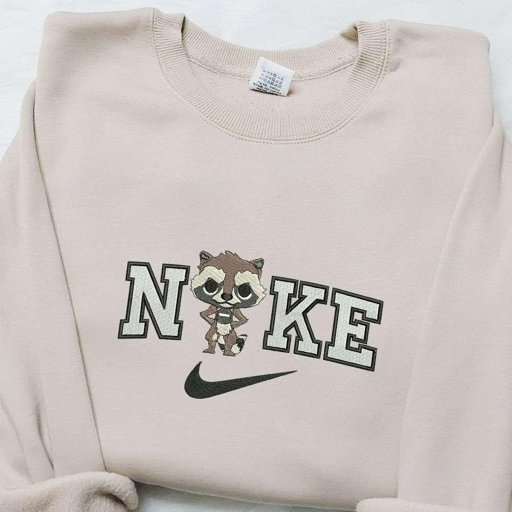 Rocket Raccoon x Nike Movie Embroidered Sweatshirt Marvel Universe Embroidered Sweatshirt Custom Embroidered Hoodie
