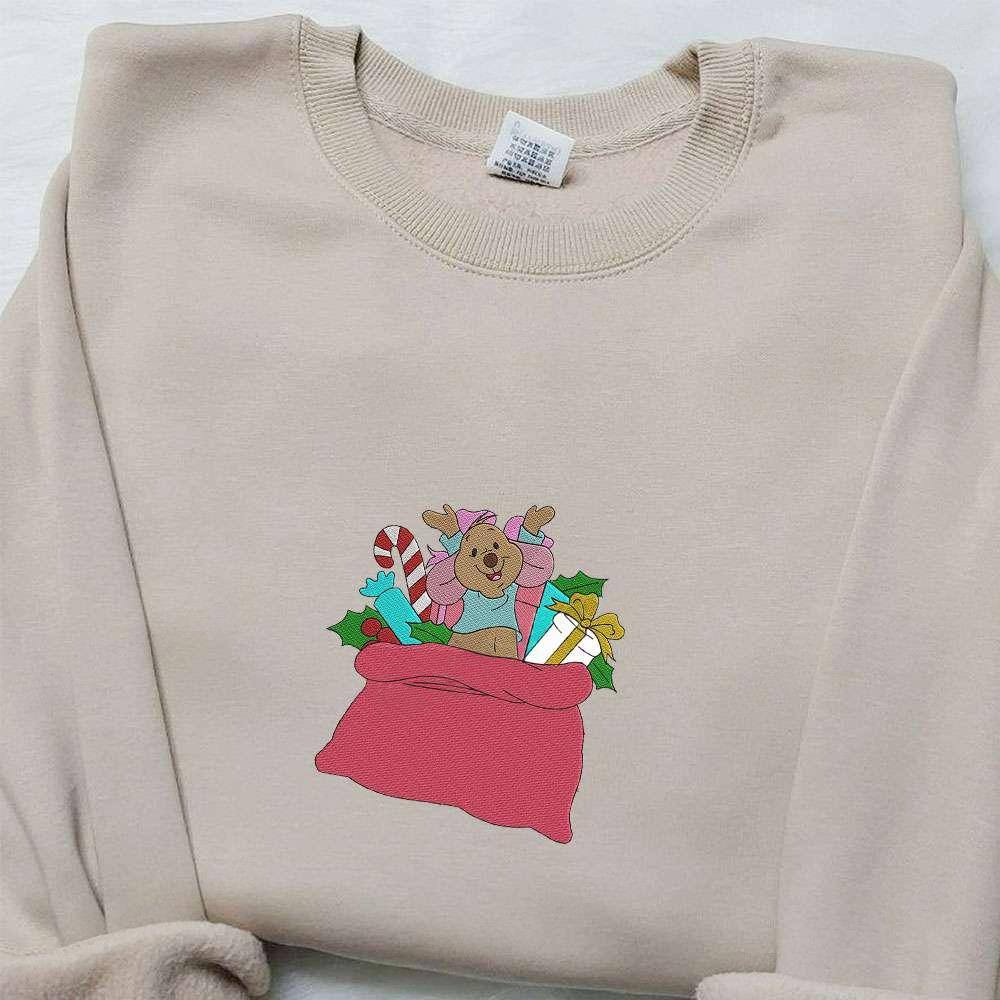Roo In Christmas Gift Bag Embroidered Shirt Disney Characters Embroidered Hoodie Christmas Embroidered Sweatshirt