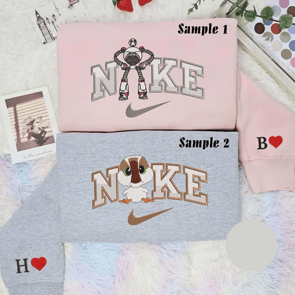 Roz And Brightbill Wild Robot Cartoon Embroidered Couples Shirts