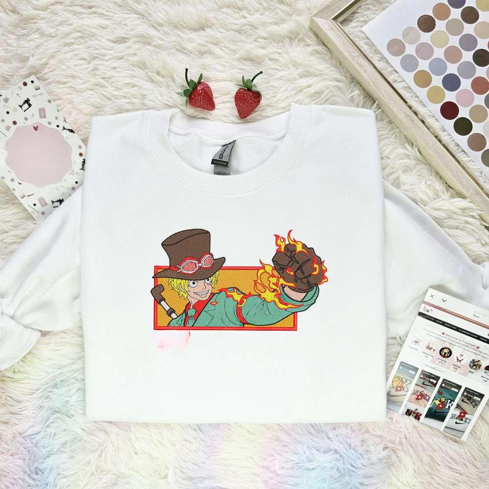 Sabo One Piece Anime Embroidered Shirt , Anime Embroidered T-shirt Sweatshirt Hoodie, Inspired Anime Movie, Best Gift for Anime Fans