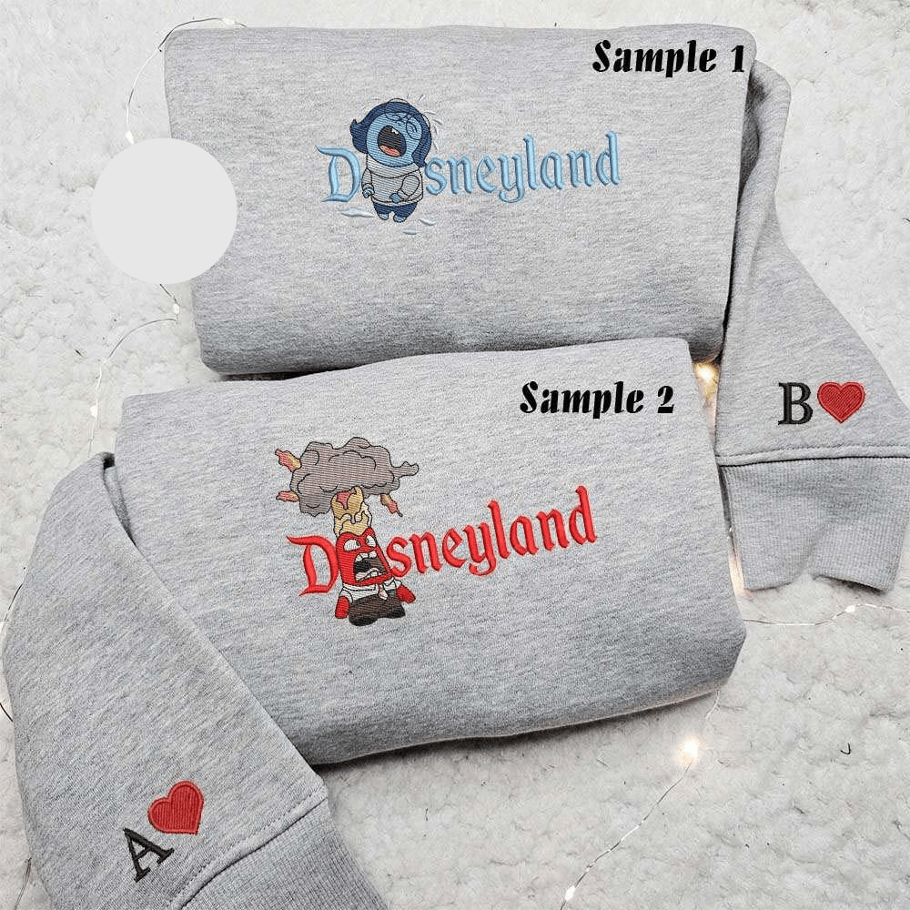 Sadness And Anger Disneyland Inside Out Embroidered Couples Shirts
