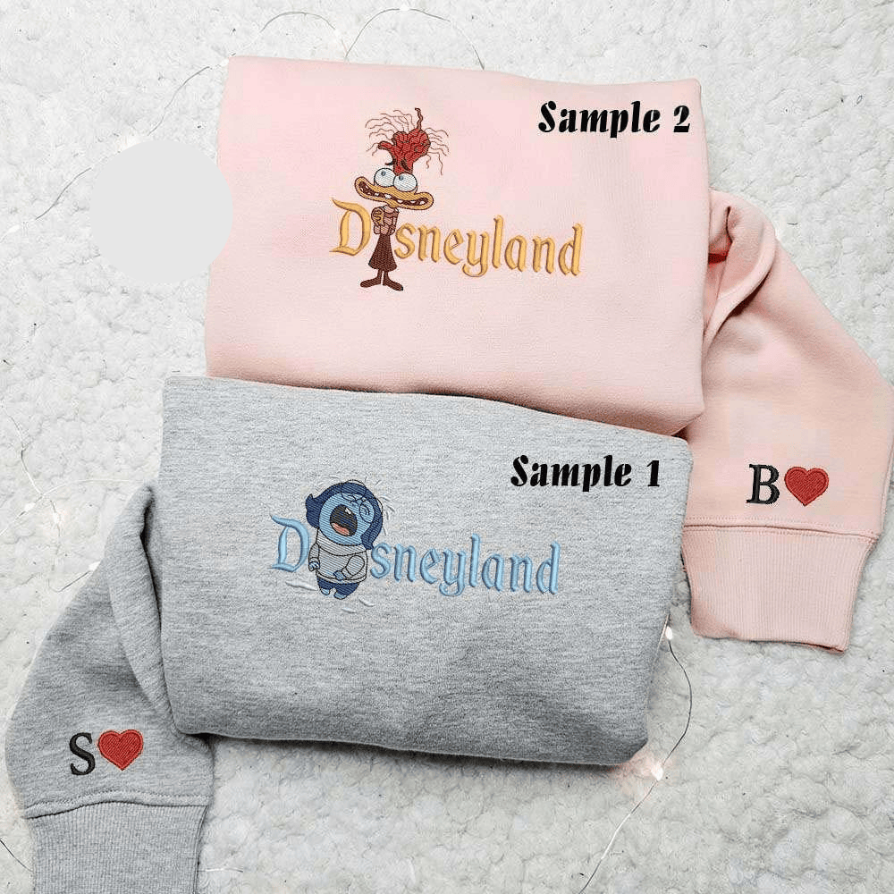 Sadness And Anxiety Disneyland Inside Out Embroidered Couples Shirts
