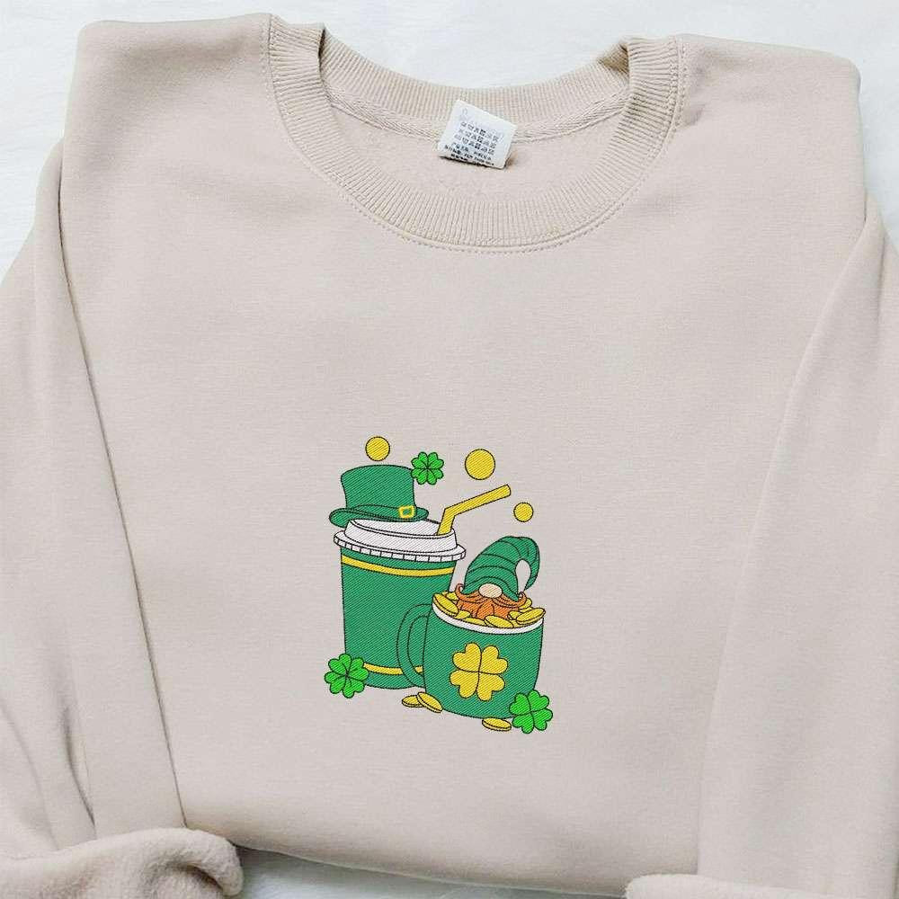 Saint Patricks Coffee Drinks Embroidered Shirt Saint Patricks Day Embroidered Hoodie Best Holiday Gift Ideas