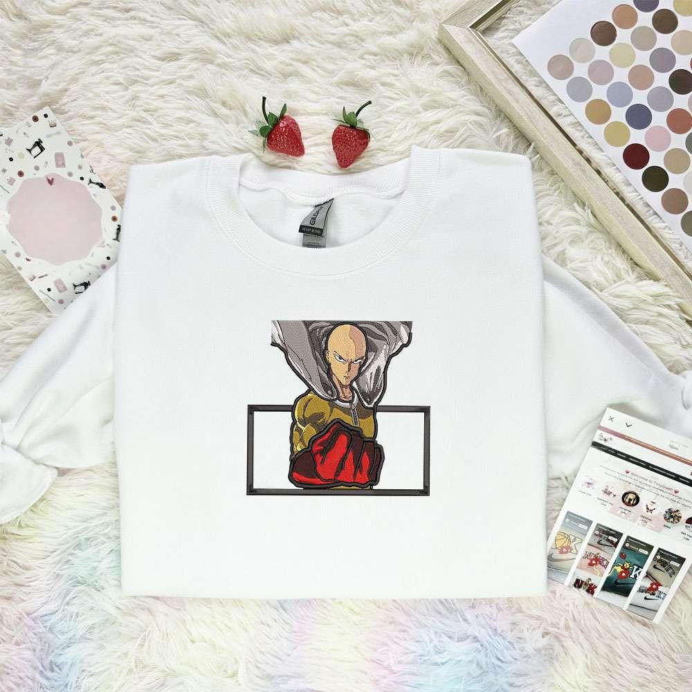 Saitama One Punch Man Anime Embroidered Shirt , Anime Embroidered T-shirt Sweatshirt Hoodie, Inspired Anime Movie, Best Gift for Anime Fans