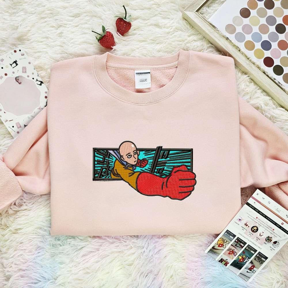 Saitama One Punch Man Anime Embroidered Shirt , Anime Embroidered T-shirt Sweatshirt Hoodie, Inspired Anime Movie, Best Gift for Anime Fans
