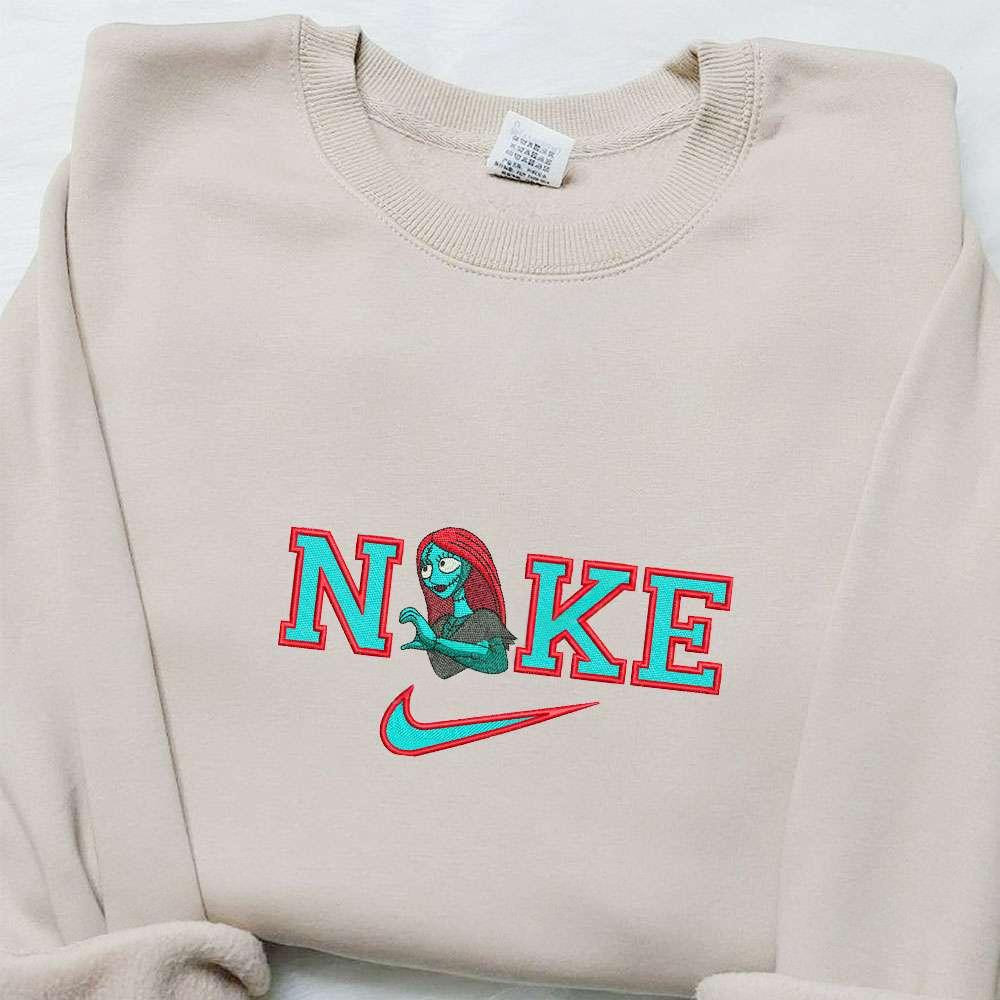 Sally Making Heart Sign x Nike Embroidered Shirt Nightmare Before Christmas Cartoon Embroidered Hoodie Halloween Embroidered Sweatshirt