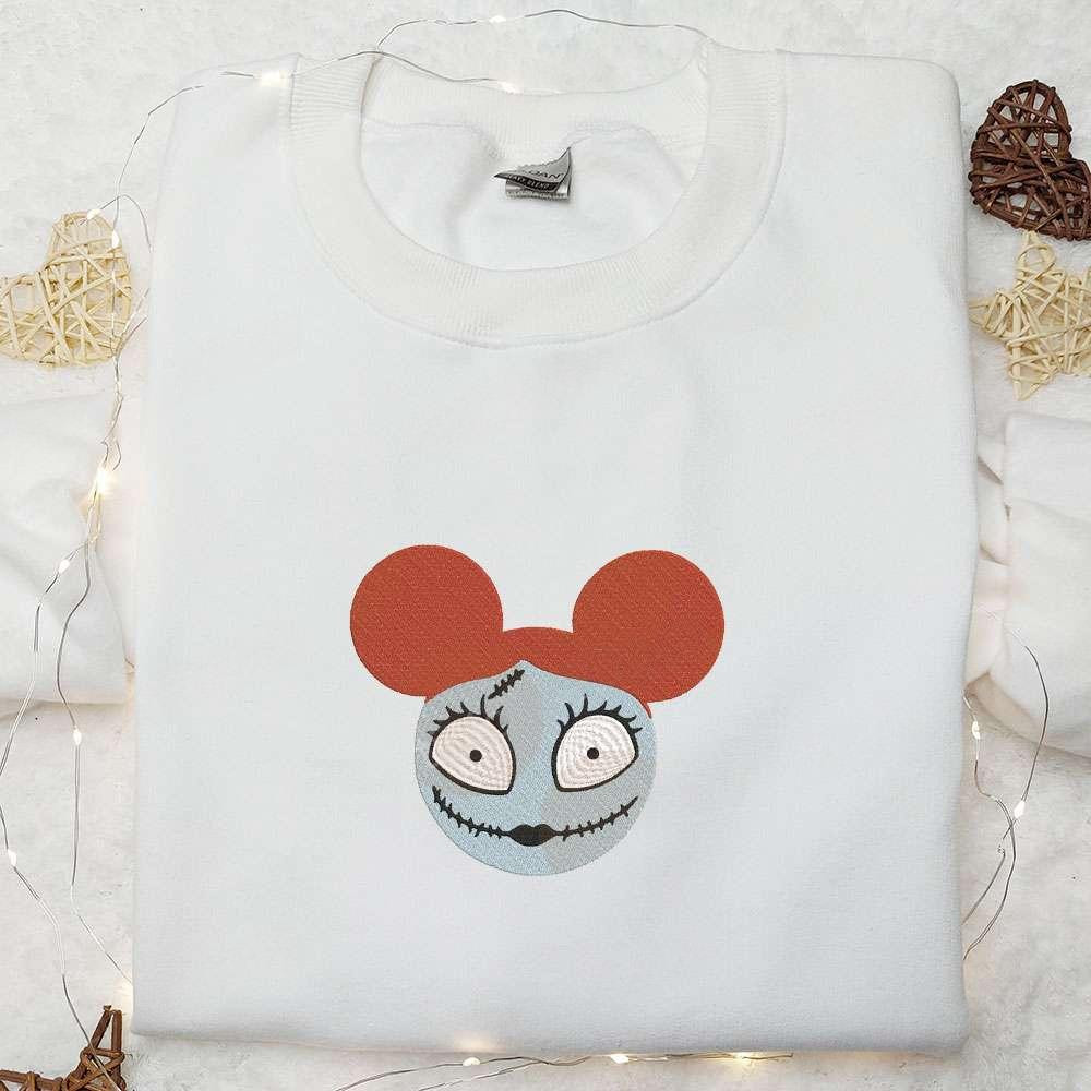 Sally x Mickey The Nightmare Before Christmas Embroidered Shirt Disney Halloween Embroidered Shirt Best Halloween Gift for Family