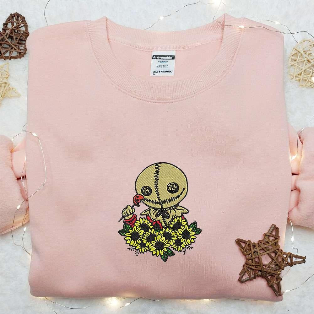 Sam Trick Or Treat Sunflower Embroidered T shirt Horror Movie Halloween Embroidered T shirt Best Halloween Gift Ideas