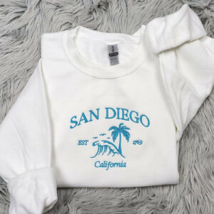 San Diego Embroidered Crewneck - San Diego Surfing California - Embroidered Gifts - T-Shirt - Sweatshirt - Hoodie