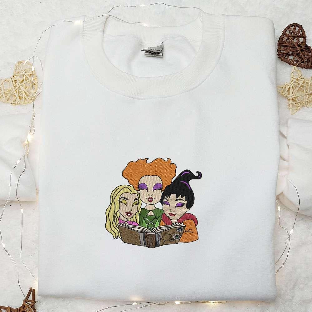 Sanderson Sisters Embroidered Sweatshirt Disney Halloween Embroidered Hoodie Best Halloween Gifts for Family