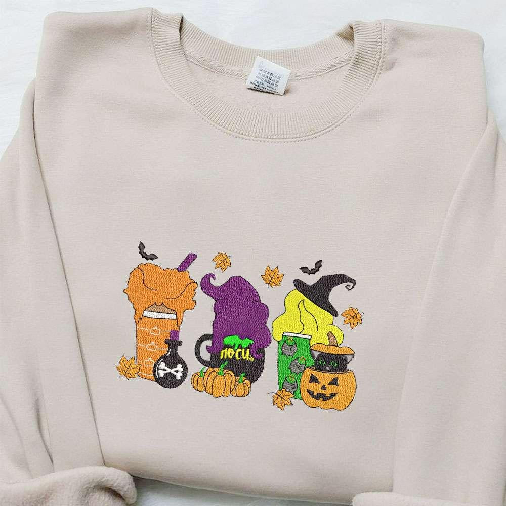 Sanderson Sisters Latte Embroidered Shirt Hocus Pocus Movie Embroidered Hoodie Best Gift Ideas
