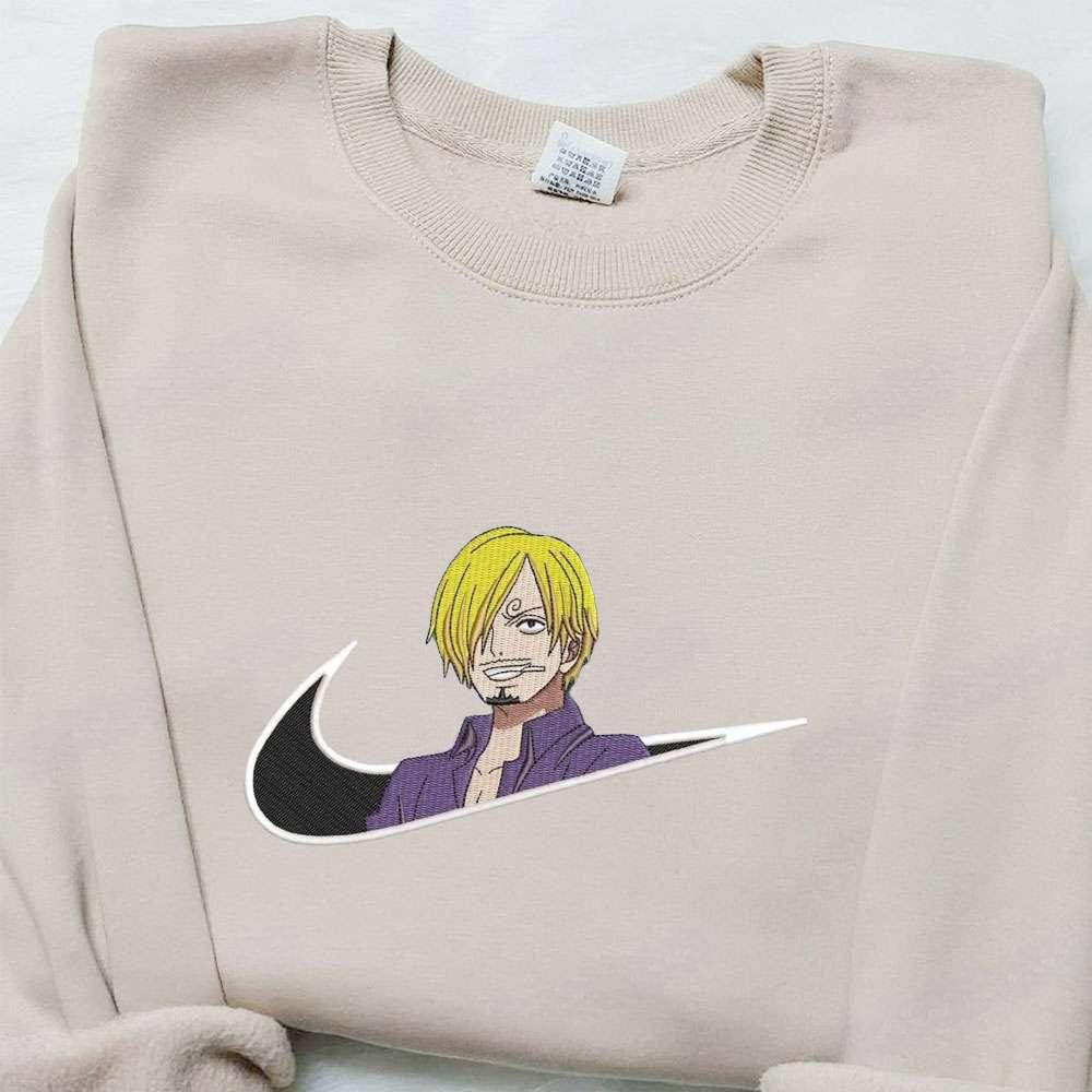 Sanji Anime X Swoosh Embroidered Hoodie Cool Anime Clothing , Anime Embroidered T-shirt Sweatshirt Hoodie, Inspired Anime Movie, Best Gift for Anime Fans