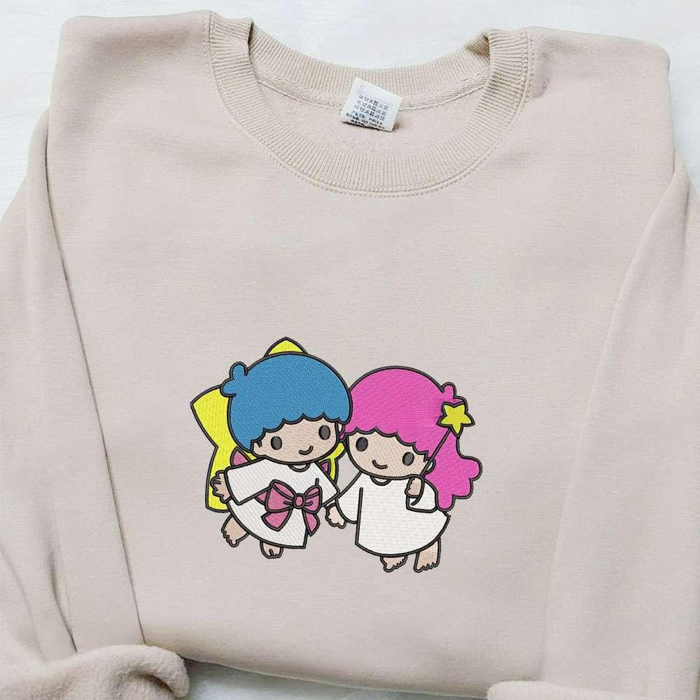 Sanrio Little Twin Stars Anime Embroidered Shirt , Anime Embroidered T-shirt Sweatshirt Hoodie, Inspired Anime Movie, Best Gift for Anime Fans