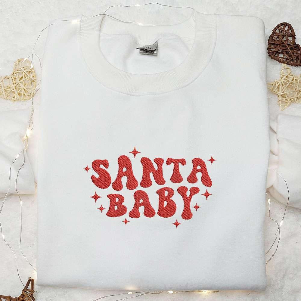 Santa Baby Embroidered Shirt Retro Christmas Embroidered Hoodie Best Gifts For Family