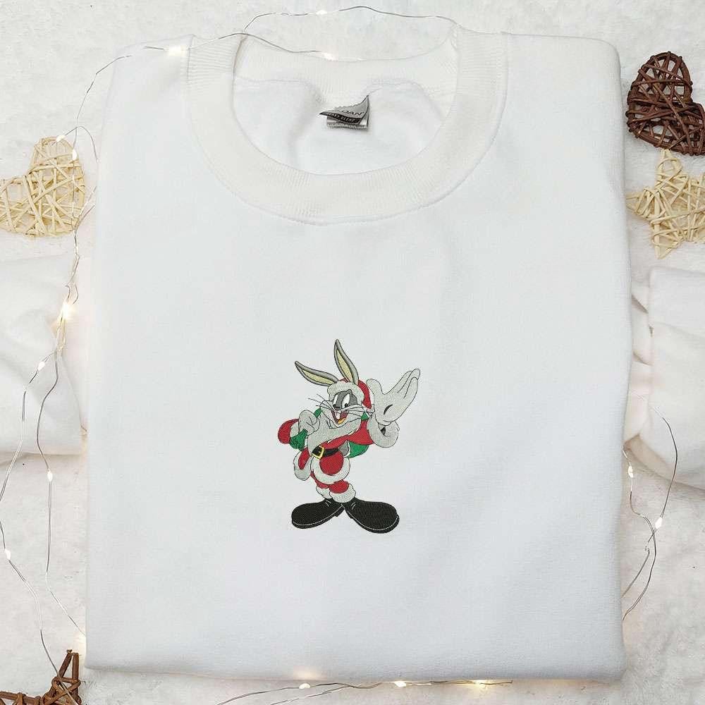 Santa Bugs Bunny Embroidered Shirt Disney Looney Tunes Embroidered Hoodie Best Christmas Gifts For Family