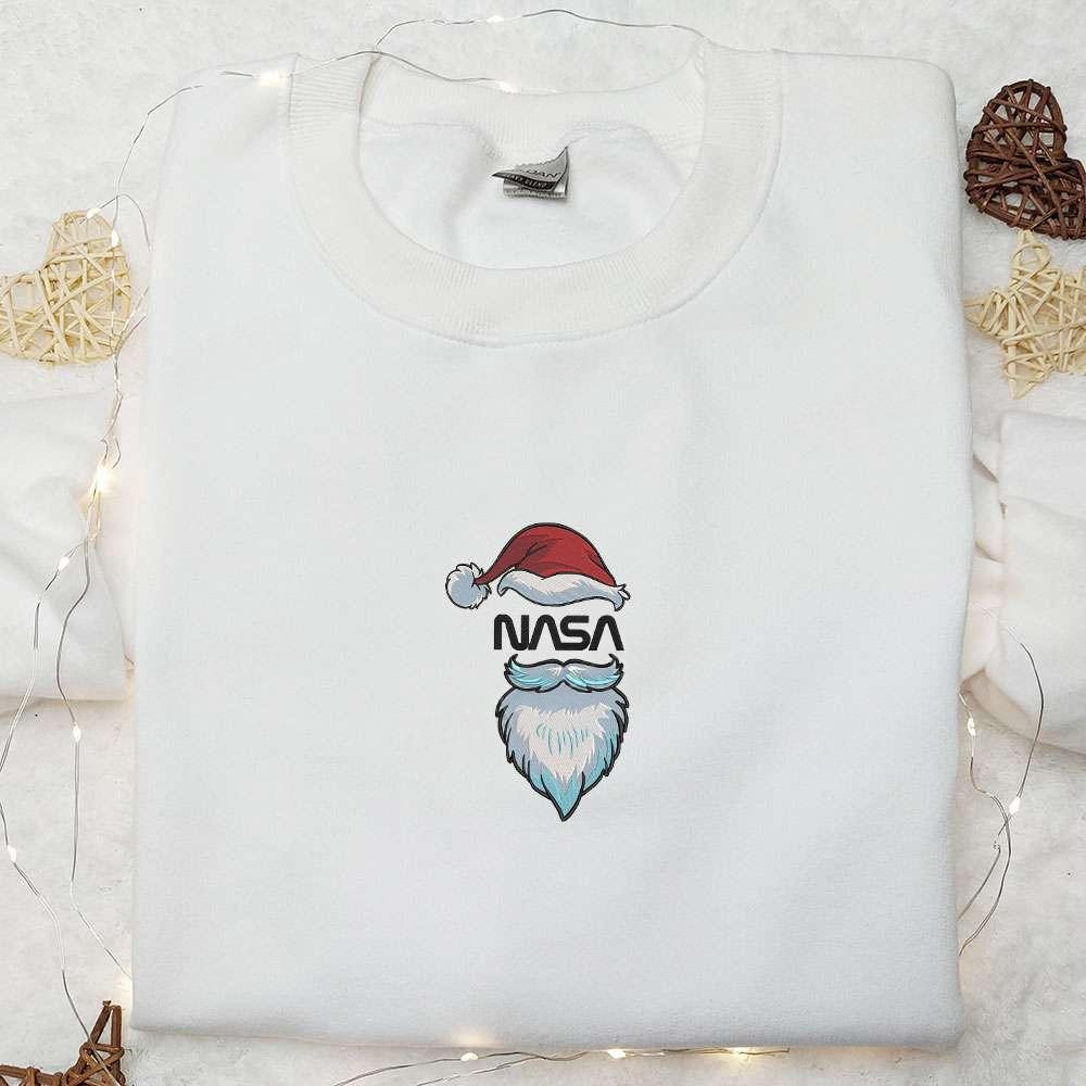 Santa Claus Nasa Embroidered Shirt Christmas Embroidered Hoodie Best Gifts For Family
