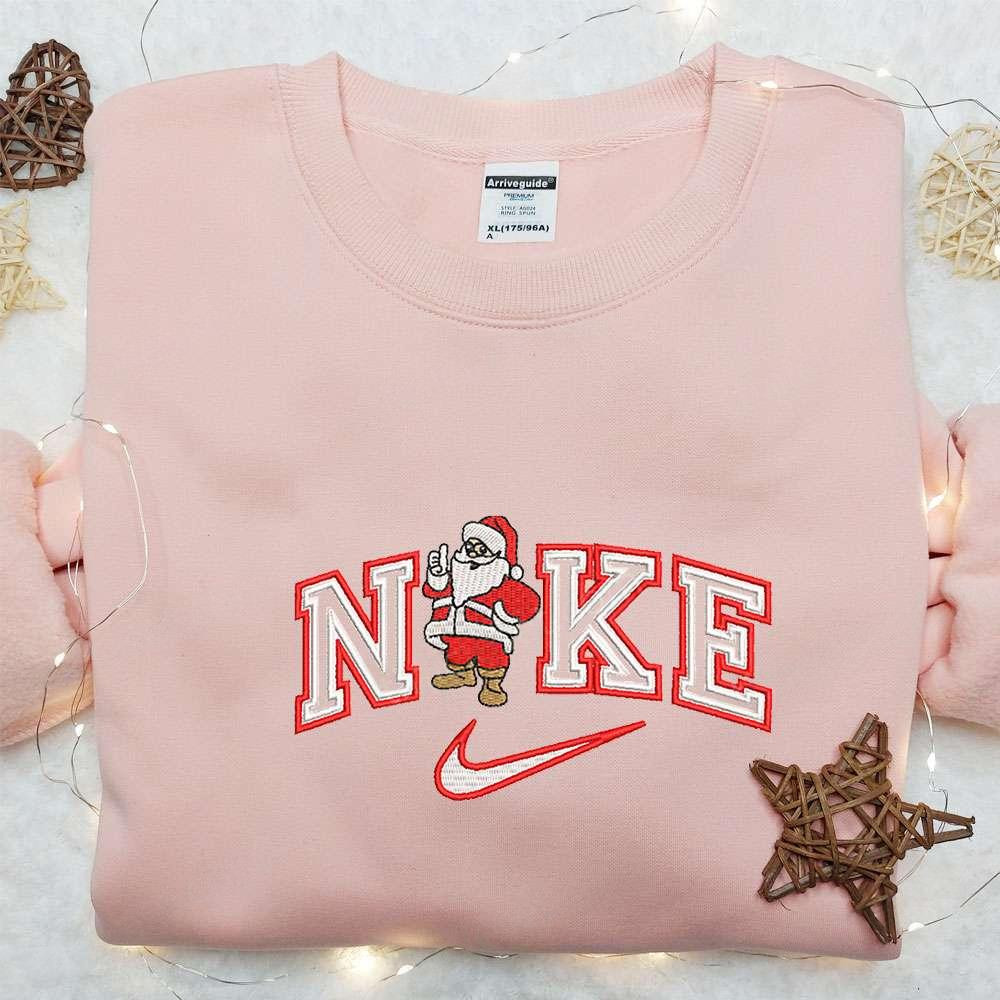 Santa Claus x Nike Embroidered Hoodie Christmas Embroidered Sweatshirt Custom Embroidered Hoodie