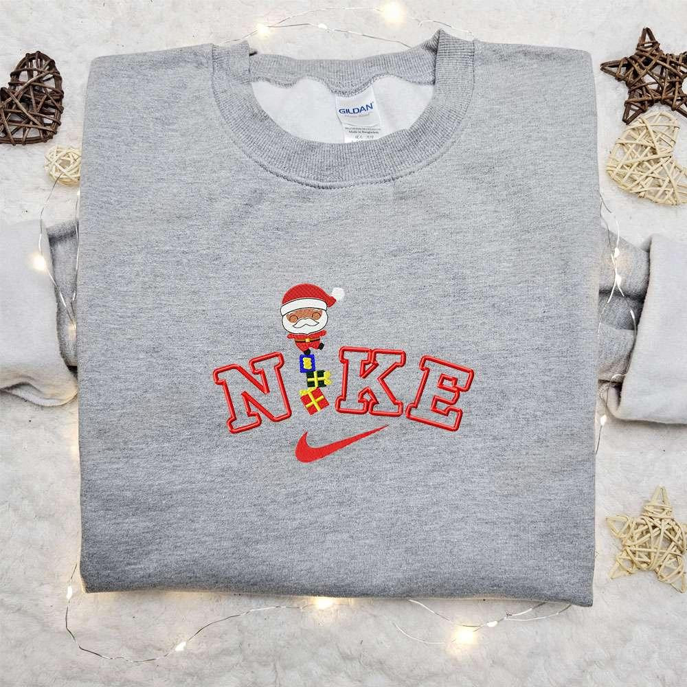 Santa Clause x Nike Embroidered Sweatshirt Nike Inspired Embroidered Shirt Best Christmas Gift Ideas for Family