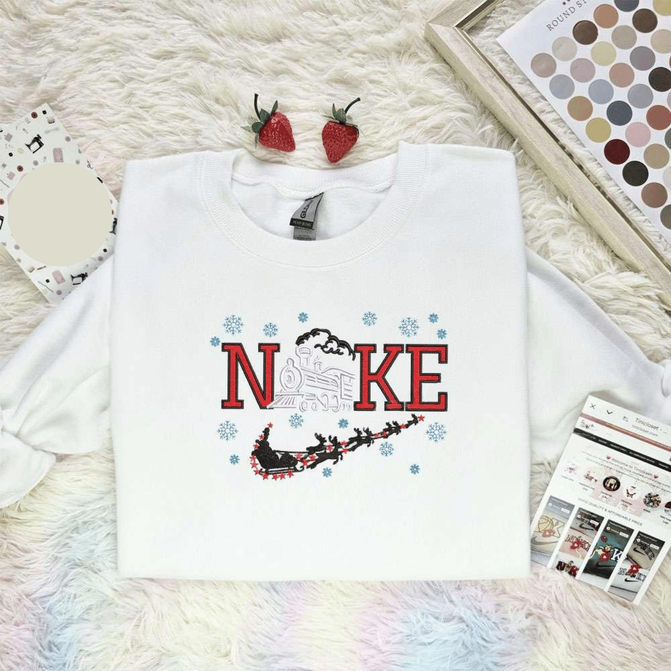 Santa Train With Snowflake Christmas Embroidered Shirt, Best Christmas Gift Ideas For Family